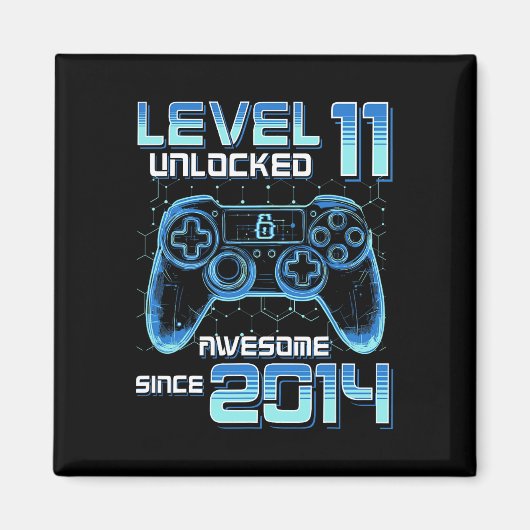 Level 11 Unlocked Video Game Party 11th Birthday G マグネット (正面)