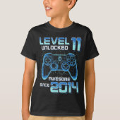 Level 11 Unlocked Video Game Party 11th Birthday G Tシャツ (正面)