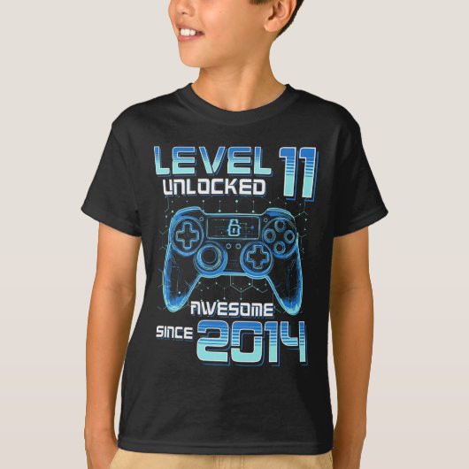 Level 11 Unlocked Video Game Party 11th Birthday G Tシャツ (正面)