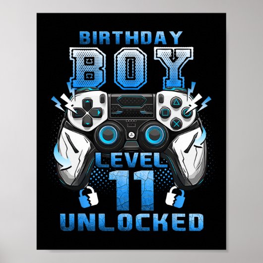 Level 11 Unlocked Video Gamer 11th Birthday Boys  ポスター (正面)