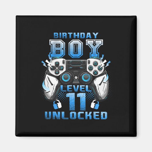 Level 11 Unlocked Video Gamer 11th Birthday Boys  マグネット (正面)