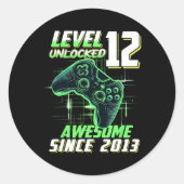 Level 12 Unlocked Awesome Since 2013 12th Birthday ラウンドシール (正面)