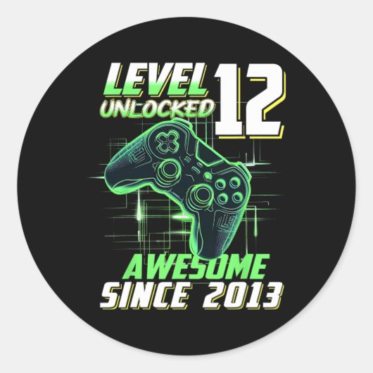 Level 12 Unlocked Awesome Since 2013 12th Birthday ラウンドシール (正面)