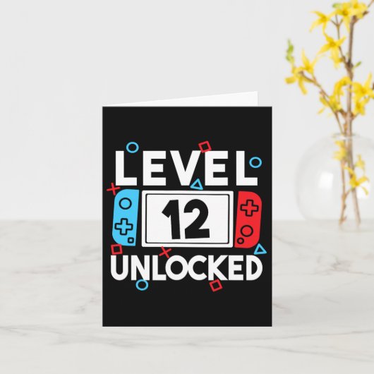 Level 12 Unlocked Gamer 12th Birthday Video Game B カード (黄色い花)