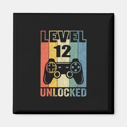 Level 12 Unlocked Shirt Funny Video Gamer 12th Bir マグネット (正面)