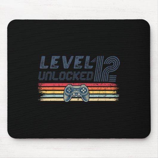 Level 12 Unlocked Video Game 12th Birthday Gamer B マウスパッド (正面)