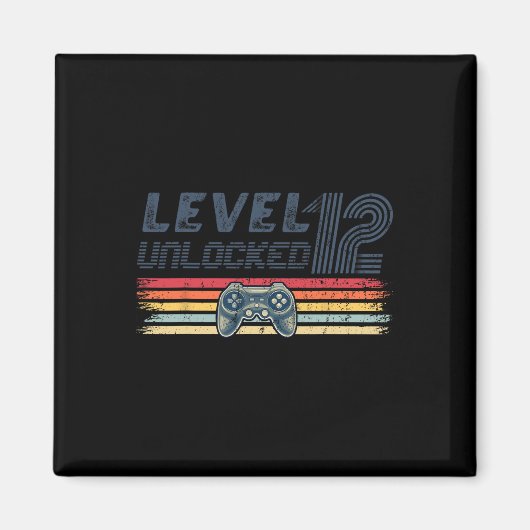 Level 12 Unlocked Video Game 12th Birthday Gamer B マグネット (正面)