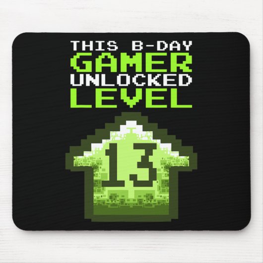 Level 13 Unlocked Birthday Video Game 13th Birthda マウスパッド (正面)