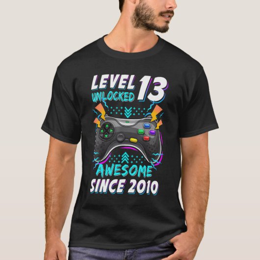Level 13 Unlocked Gamer 13Th Bday 13 Tシャツ (正面)