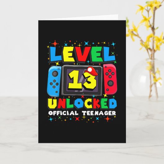 Level 13 Unlocked Gamer 13th Birthday Gift Video G カード (黄色い花)