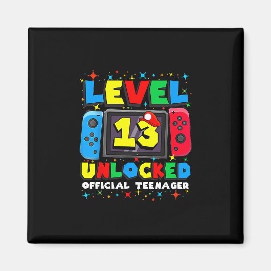 Level 13 Unlocked Gamer 13th Birthday Gift Video G マグネット (正面)