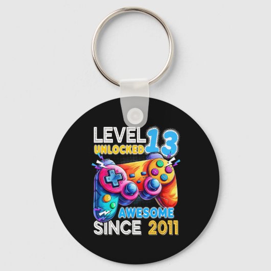 Level 13 Unlocked Video Game 13th Birthday  キーホルダー (正面)