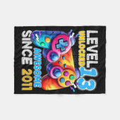 Level 13 Unlocked Video Game 13th Birthday  フリースブランケット (正面(横))