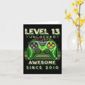 Level 13 Unlocked Video Game 13th Birthday 13 Yr O カード (黄色い花)