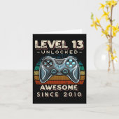 Level 13 Unlocked Video Game 13th Birthday 13 Yr O カード (黄色い花)