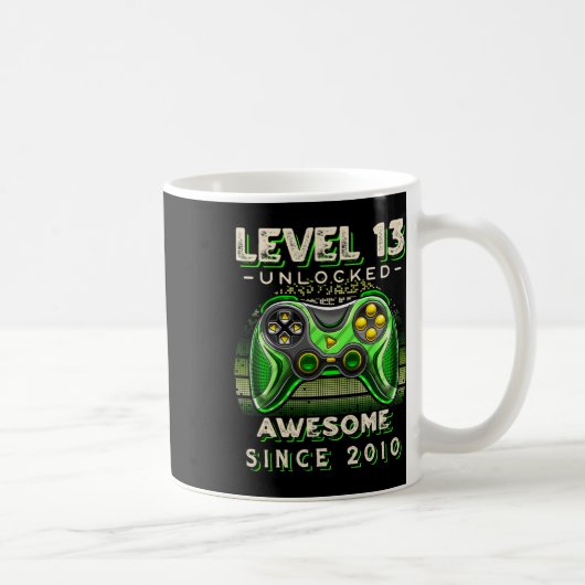 Level 13 Unlocked Video Game 13th Birthday 13 Yr O コーヒーマグカップ (右)
