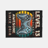 Level 13 Unlocked Video Game 13th Birthday 13 Yr O フリースブランケット (正面(横))