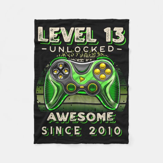 Level 13 Unlocked Video Game 13th Birthday 13 Yr O フリースブランケット (正面)