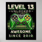 Level 13 Unlocked Video Game 13th Birthday 13 Yr O ポスター (正面)