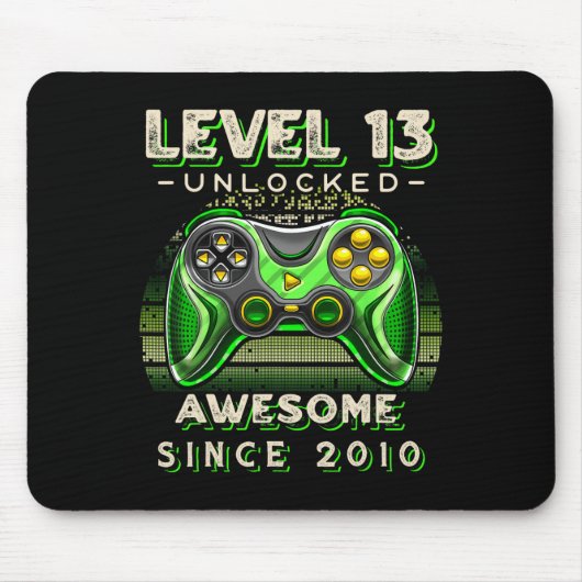 Level 13 Unlocked Video Game 13th Birthday 13 Yr O マウスパッド (正面)