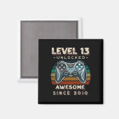 Level 13 Unlocked Video Game 13th Birthday 13 Yr O マグネット (正面/裏面)