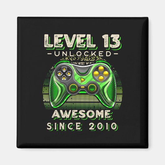 Level 13 Unlocked Video Game 13th Birthday 13 Yr O マグネット (正面)