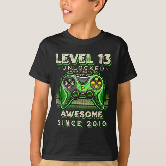 Level 13 Unlocked Video Game 13th Birthday 13 Yr O Tシャツ (正面)