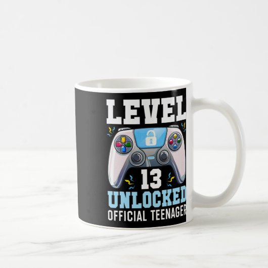 Level 13 Unlocked Video Game 13th Birthday Gamer B コーヒーマグカップ (右)