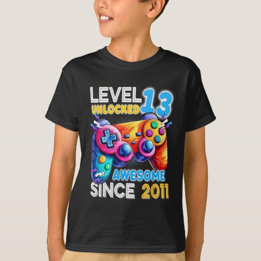 Level 13 Unlocked Video Game 13th Birthday  Tシャツ (正面)