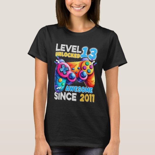 Level 13 Unlocked Video Game 13th Birthday  Tシャツ (正面)