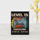 Level 15 Unlocked Video Game 15th Birthday 15 Yr O カード (黄色い花)