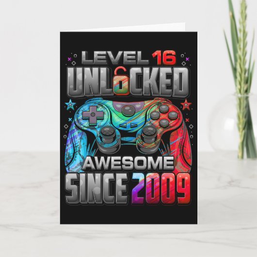 Level 16 Unlocked Awesome Since 2009 16th Birthday カード (正面)