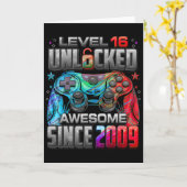 Level 16 Unlocked Awesome Since 2009 16th Birthday カード (黄色い花)