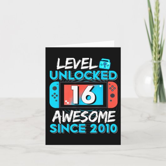 Level 16 Unlocked Awesome Since 2010 16th Birthday カード (正面)