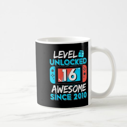 Level 16 Unlocked Awesome Since 2010 16th Birthday コーヒーマグカップ (右)