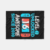 Level 16 Unlocked Awesome Since 2010 16th Birthday フリースブランケット (正面(横))