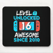Level 16 Unlocked Awesome Since 2010 16th Birthday マウスパッド (正面)