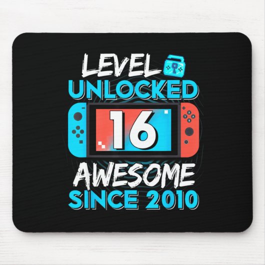 Level 16 Unlocked Awesome Since 2010 16th Birthday マウスパッド (正面)