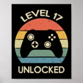 Level 17 Unlocked 17th Gaming Birthday Controller  ポスター (正面)