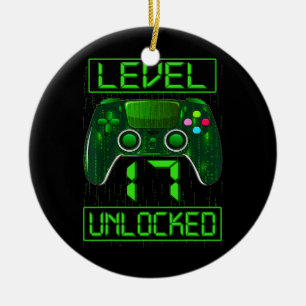 Level 17 Unlocked 17th Video Gamer誕生日Boy セラミックオーナメント