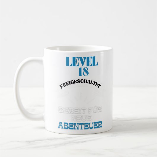 'Level 18 activated:'ハッピーバースデー コーヒーマグカップ (左)