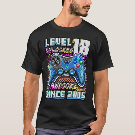 Level 18 Unlocked Awesome 2005 Video Game 18th Bir Tシャツ (正面)