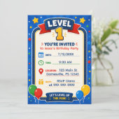 Level 1 バースデーパーティー招待状 | ビデオゲーム 招待状 (スタンド正面)