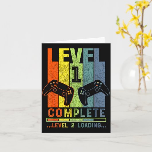 Level 1 Complete Gamer Gift 1 Years Wedding Annive カード (黄色い花)