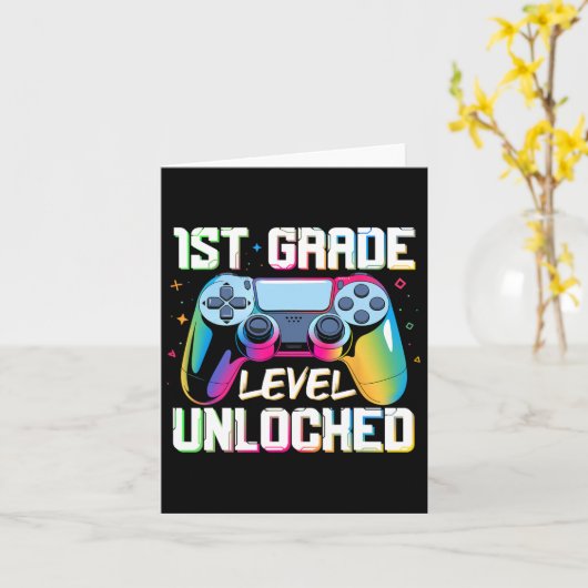 Level 1st Grade Unlocked Back To School First Day  カード (黄色い花)