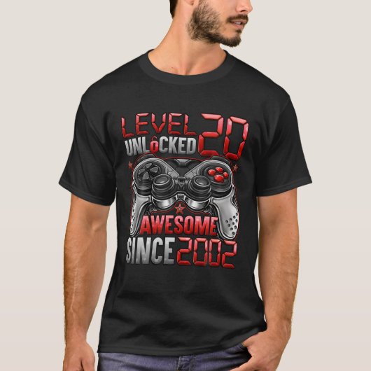 Level 20 Unlocked Awesome Since 2002 20Th Birthday Tシャツ (正面)
