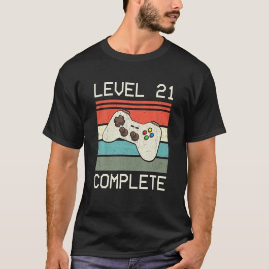 Level 21 Complete Video Gamer - 21Stの結婚Anive Tシャツ (正面)