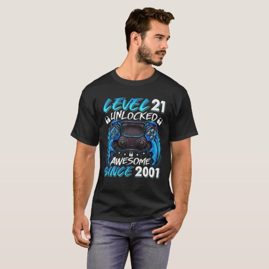 Level 21 Unlocked Awesome Since 2001 21St Birthday Tシャツ (正面フル)