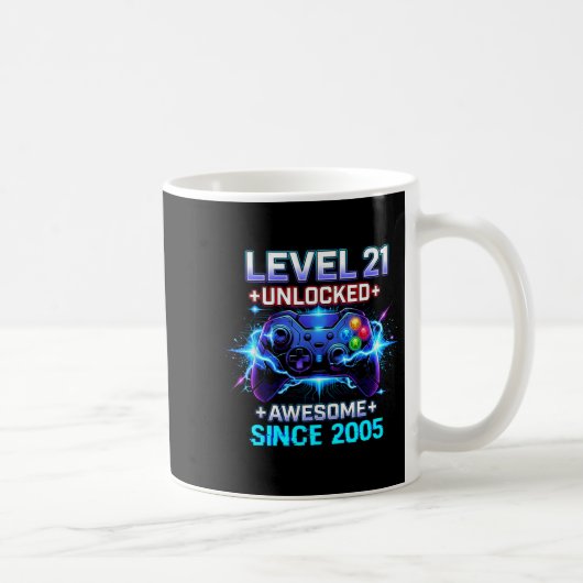 Level 21 Unlocked Awesome Since 2005 21st Birthday コーヒーマグカップ (右)