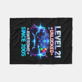 Level 21 Unlocked Awesome Since 2005 21st Birthday フリースブランケット (正面(横))